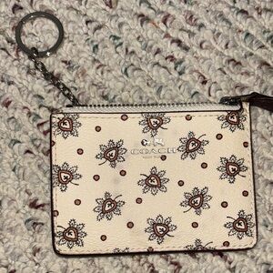 Coach White and Brown Patterned Wristlet